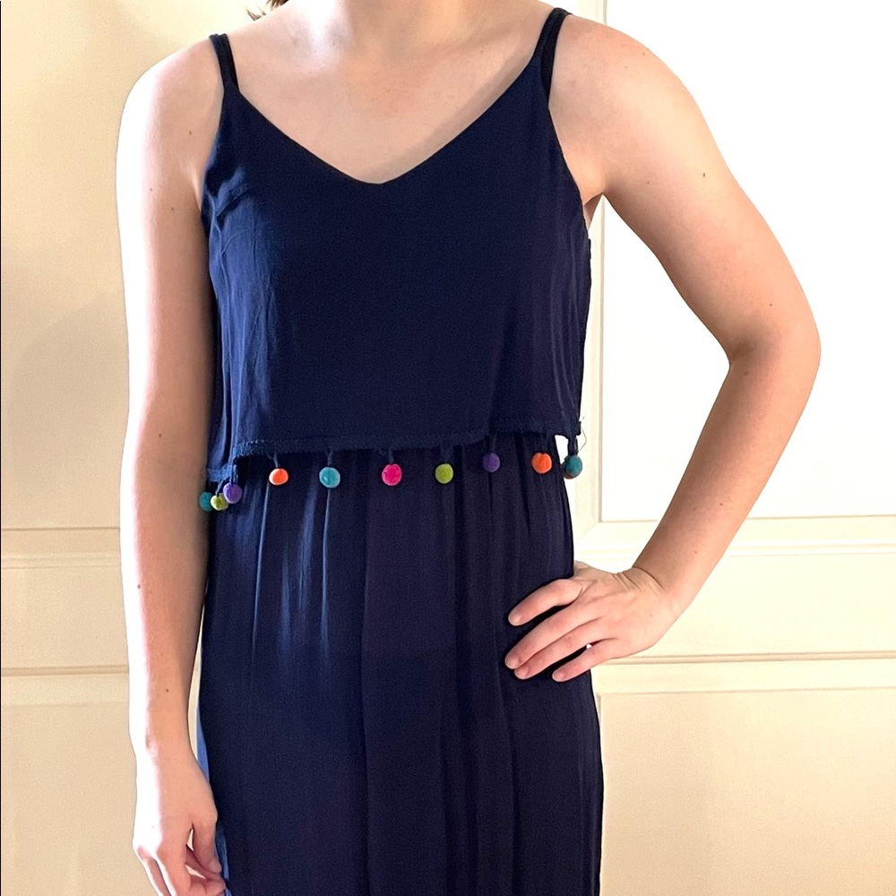 Hint of Blush navy maxi dress